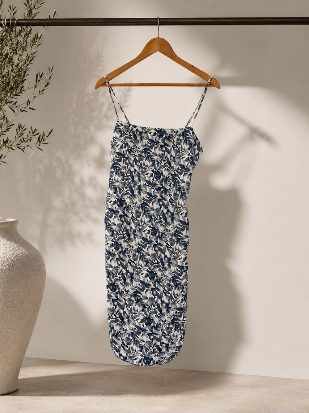 Abercrombie & Fitch Navy and White Floral Midi Slip Dress